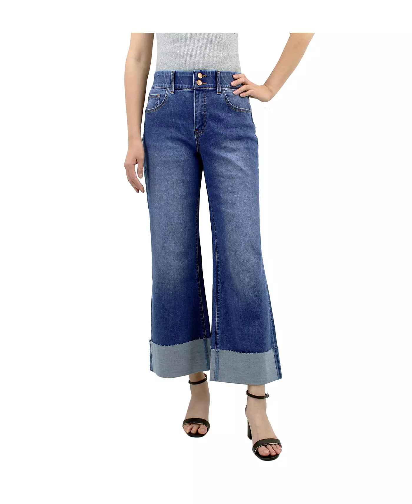 Женские джинсы Indigo Poppy с широкими манжетами и пятью карманами
