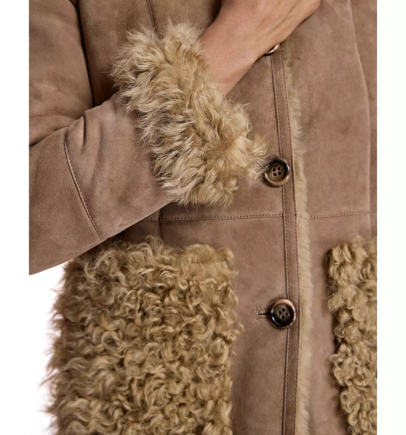 Женская шуба Julia & Stella By Maximilian из овчины с отделкой из кудрявого ягненка