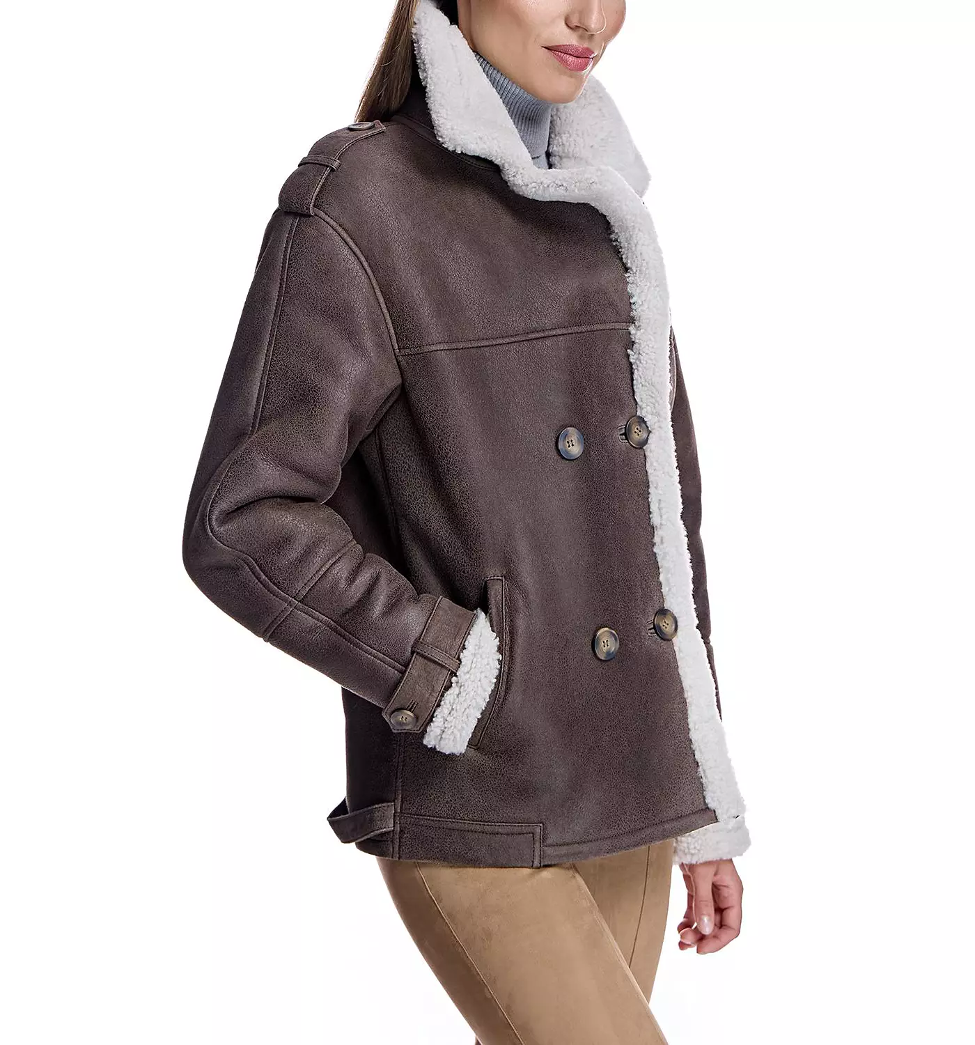 Женская куртка-бушлат из овчины Julia & Stella By Maximilian