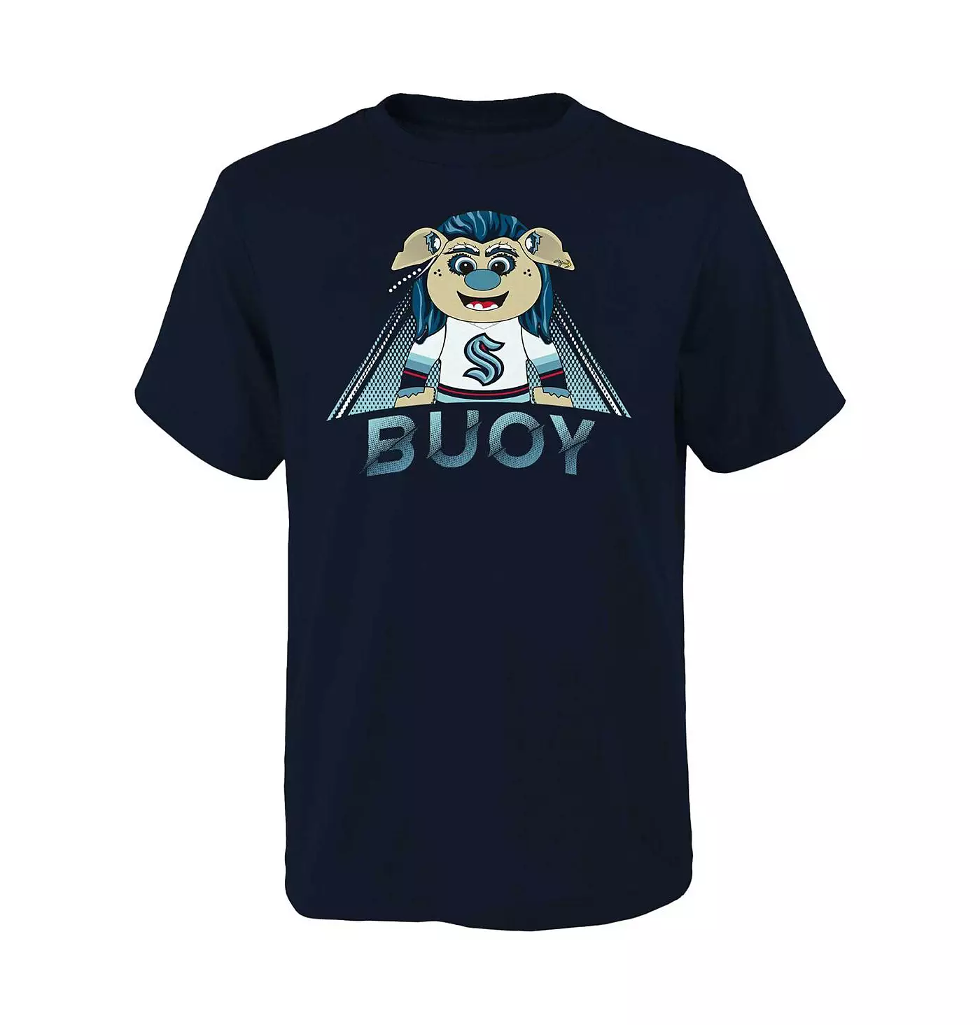 Футболка Outerstuff Big Boys and Girls Deep Sea Blue Seattle Kraken Mascot Callout