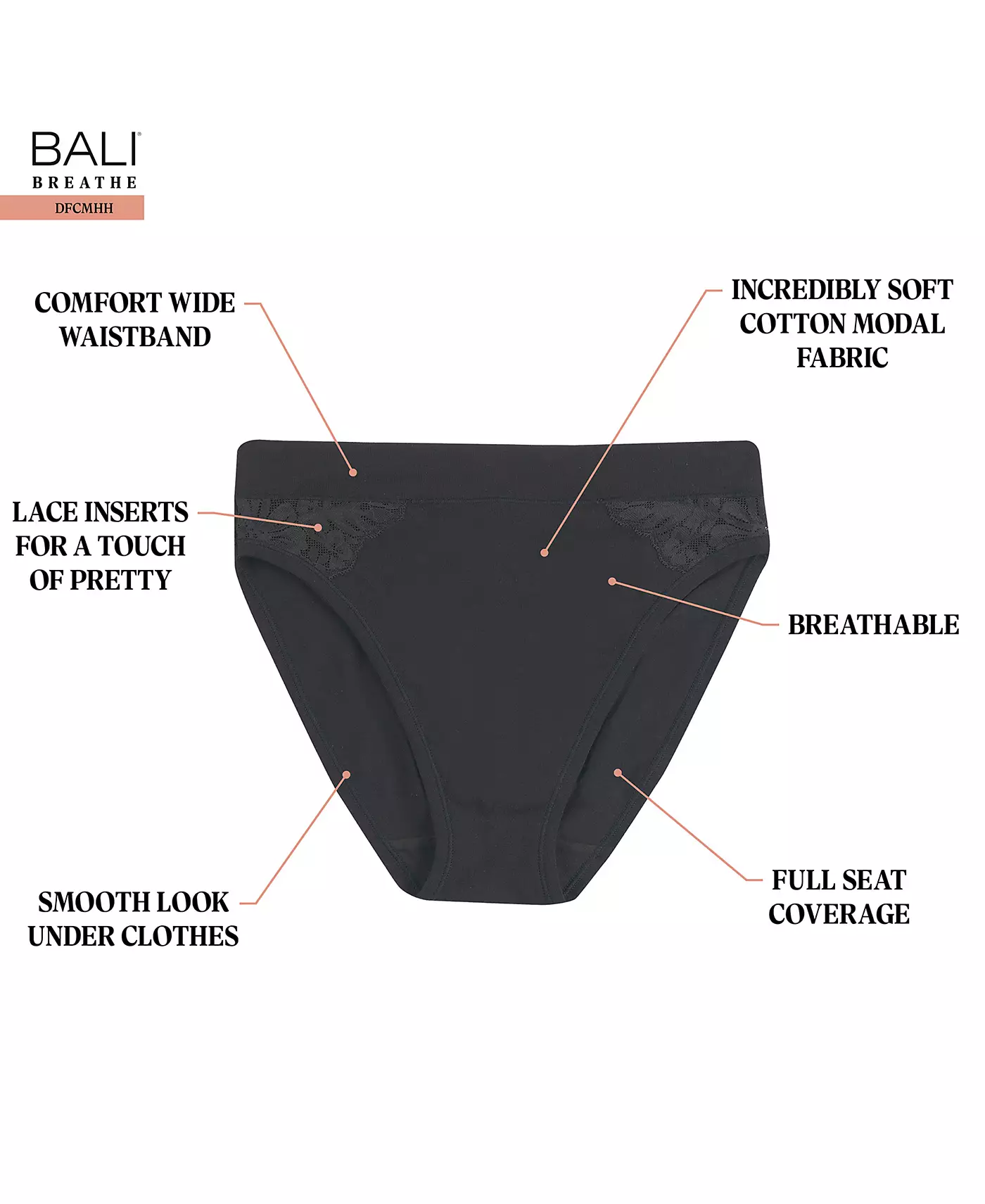 Нижнее белье из дышащего кружева с высоким вырезом от Bali для женщин DFCMHH