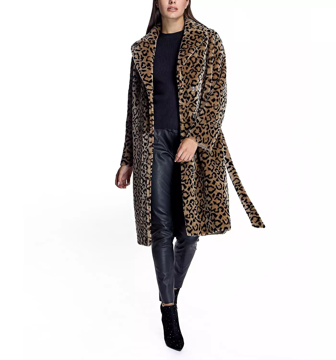 Женское двустороннее пальто-халат из овчины Julia & Stella By Maximilian