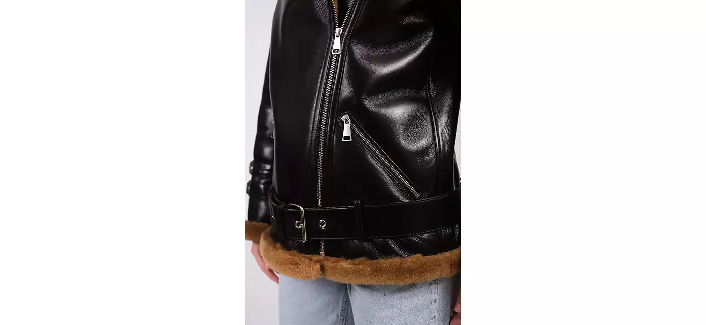 Женская кожаная куртка из овчины Furniq UK, коричневая