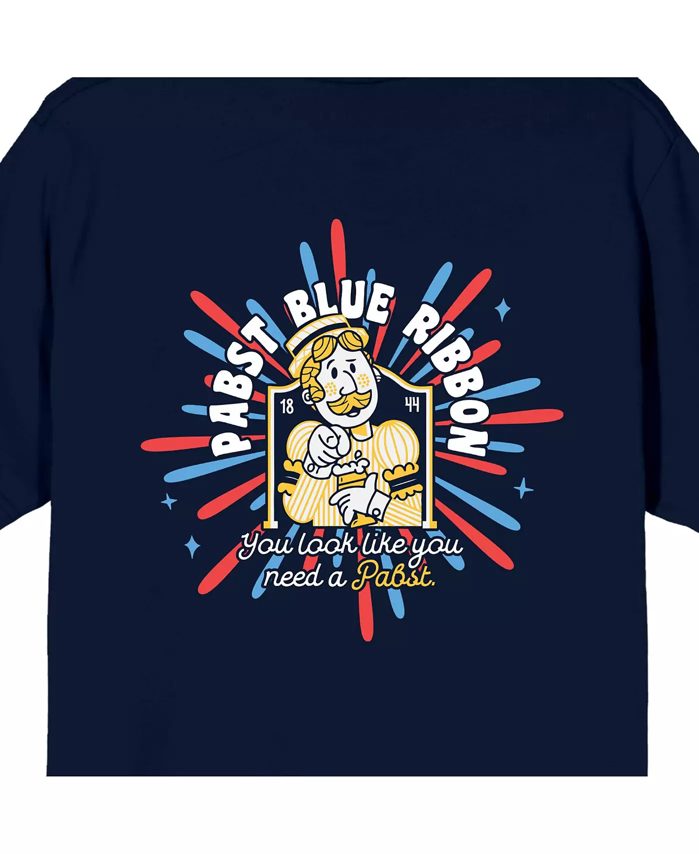 Мужская футболка Pabst Blue Ribbon Since 1844 темно-синего цвета с коротким рукавом