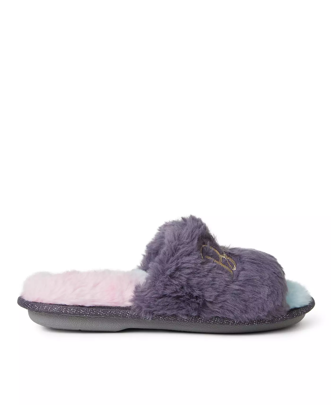 Dearfoams Girls Lana Fuzzy Slide Slipper Bird