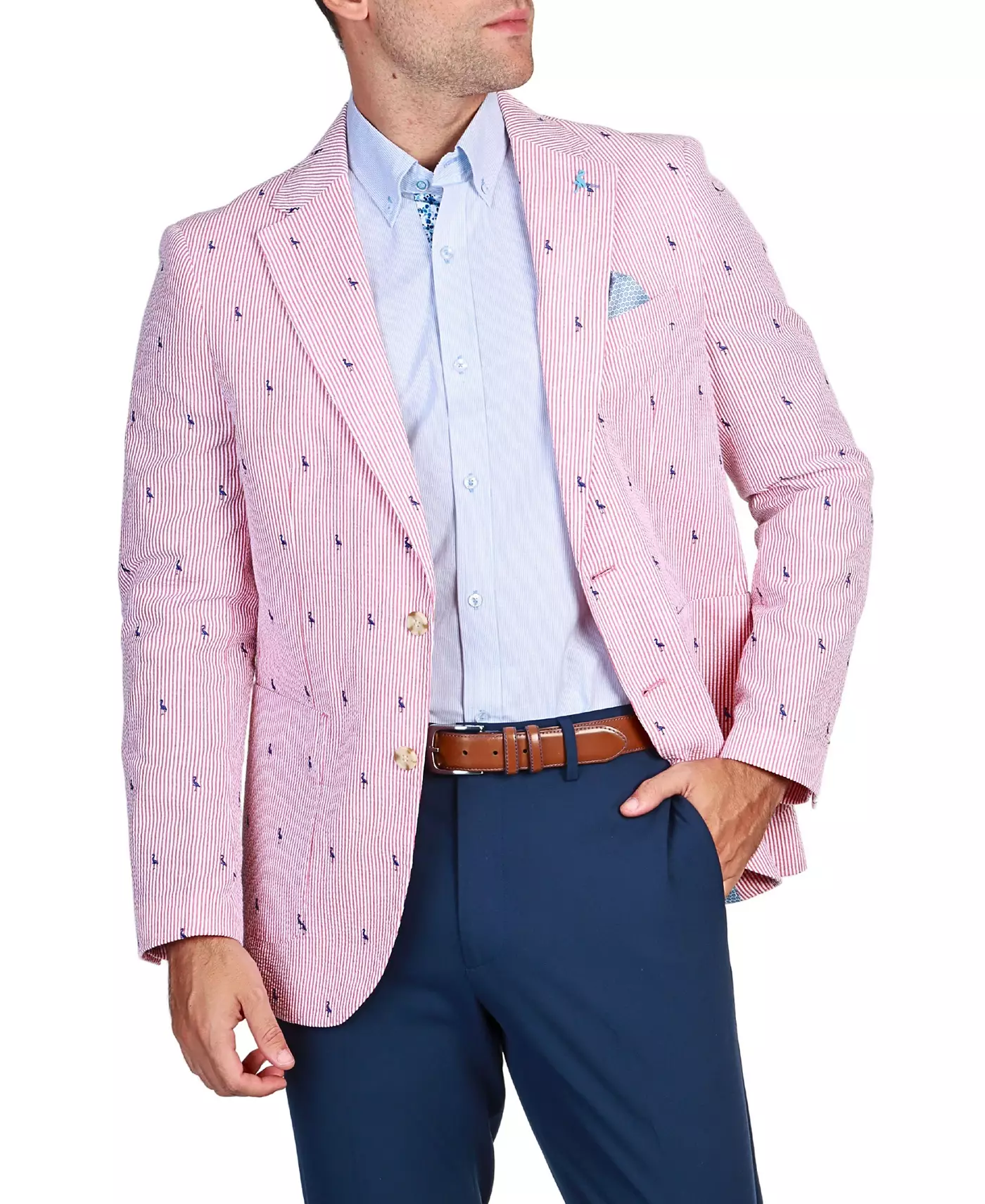 Спортивное пальто в полоску из ткани сирсакер Tailorbyrd Byrds