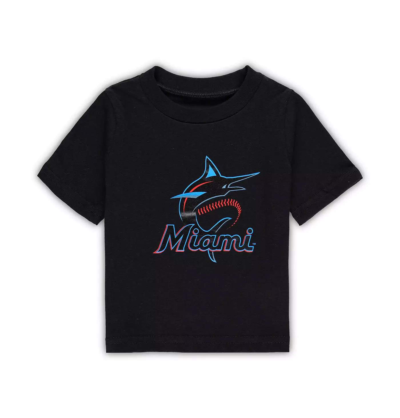 Футболка Outerstuff Infant Boys and Girls Black Miami Marlins Team Crew Primary Logo