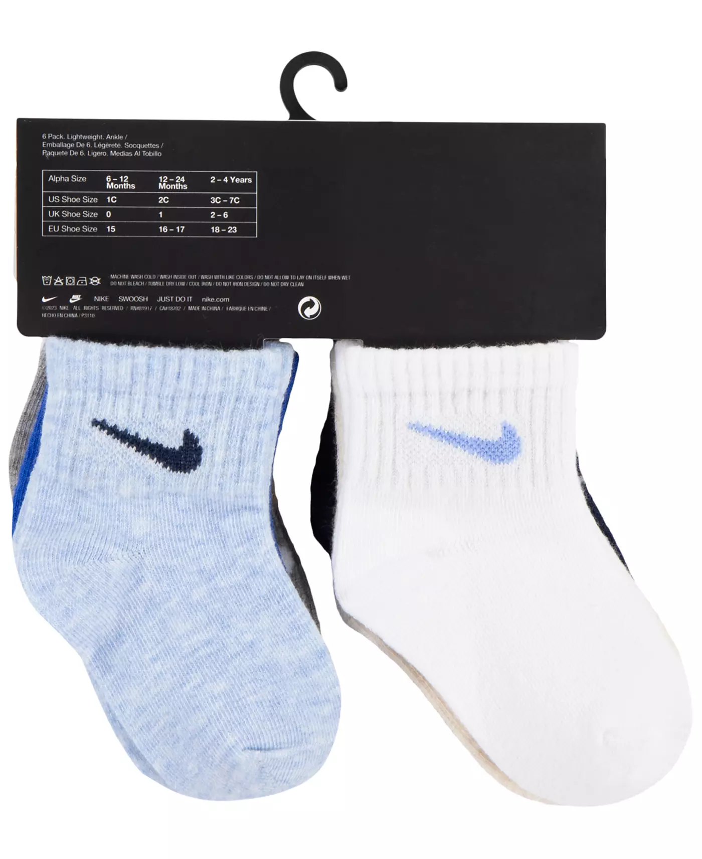 Носки Nike для малышей и малышей Swooshfetti, упаковка из 6 шт.