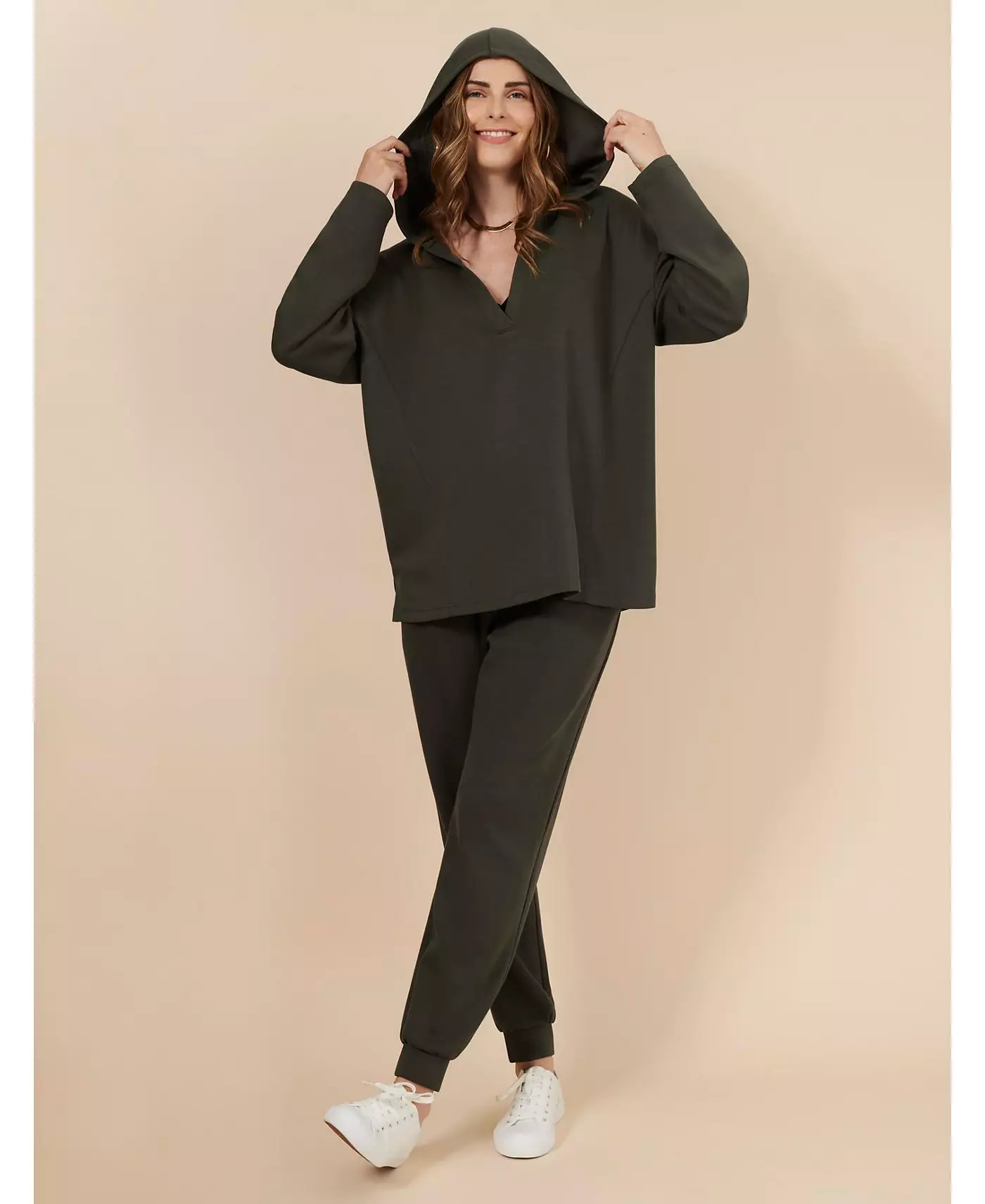 Материнство Материнство Женский пуловер с V-образным вырезом для беременных и кормящих матерей с капюшоном - Материнство Материнство