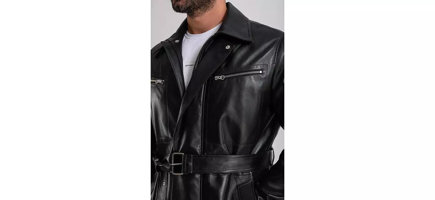 Мужской кожаный тренч Furniq UK