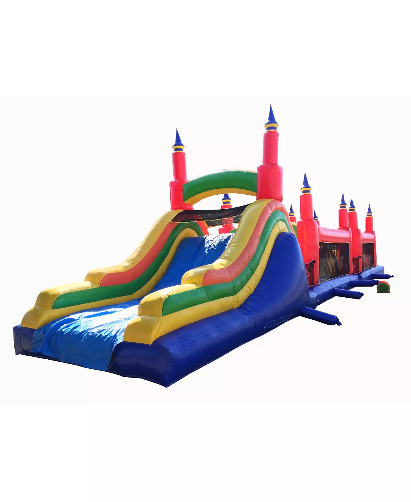 Jumporange Rainbow Titan коммерческий батут полоса препятствий с горкой для детей и взрослых (3 шт., с нагнетателем), всплывающие элементы, вход в туннель, большой надувной, большой