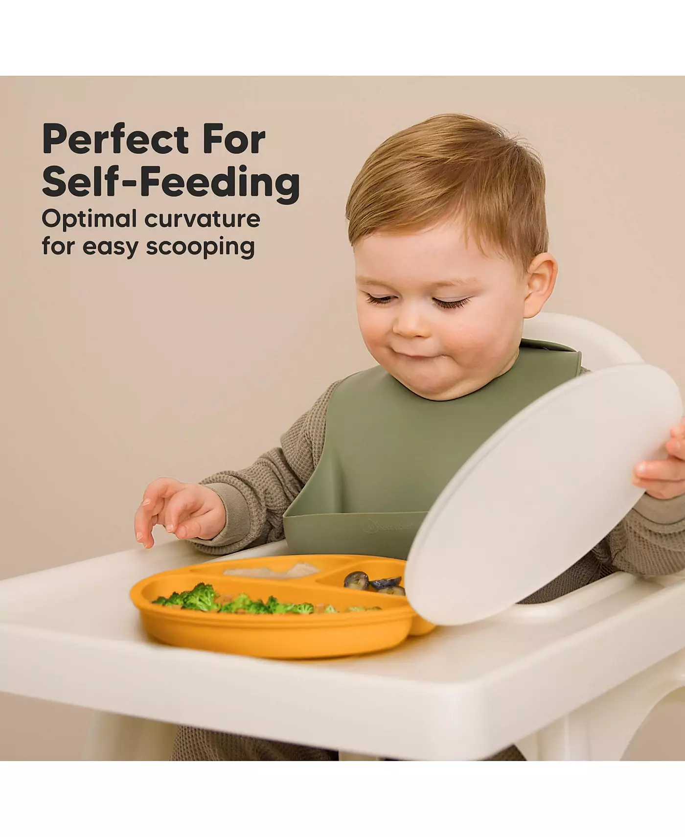 Упаковка из 3 тарелок KeaBabies Prep на присосках с крышками, 100% силикон, детские тарелки с крышкой, без бисфенола А, разделенные детские тарелки