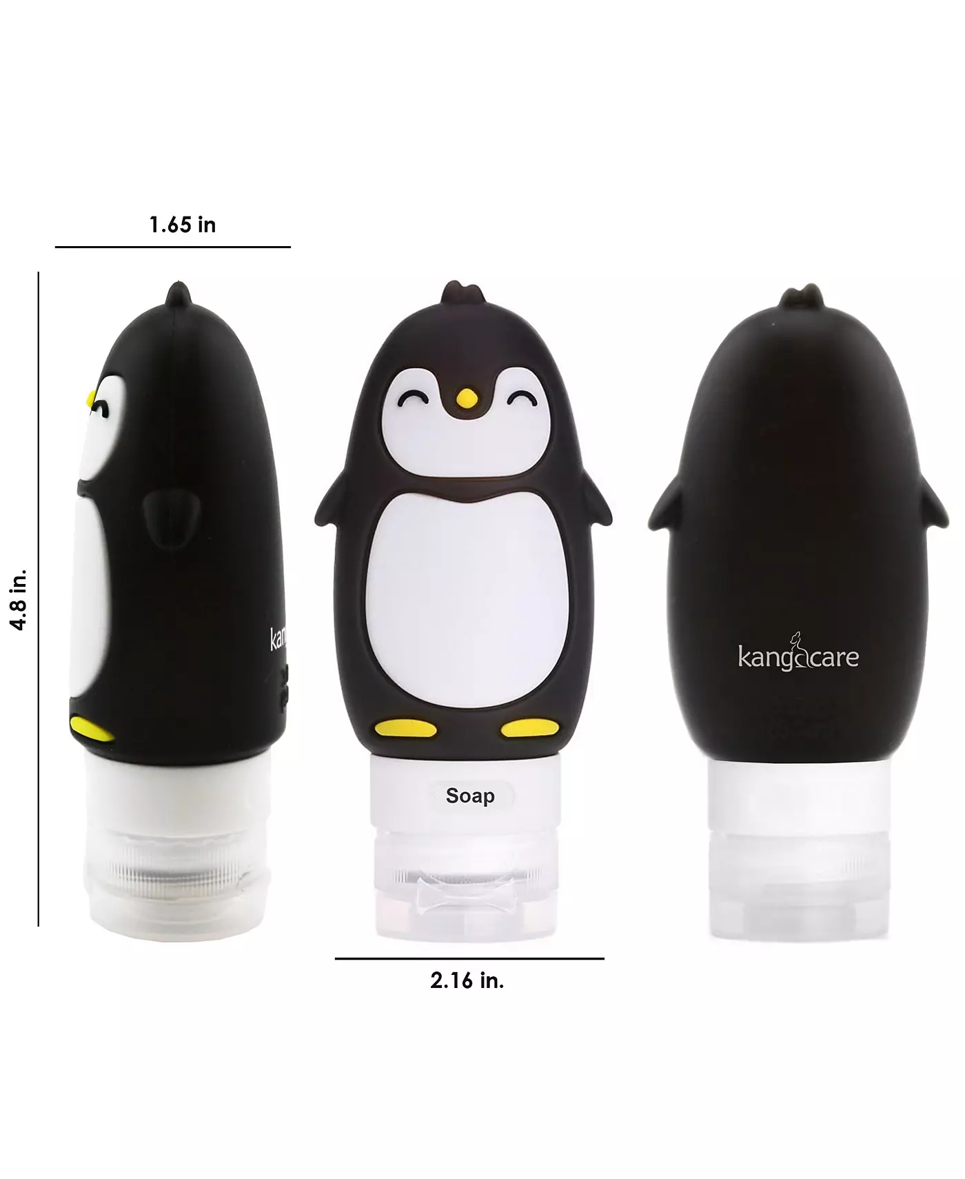 Kanga Care Travel Buddiez - Penguin Family (4 шт.) Разноцветные силиконовые многоразовые бутылочки на 3 унции