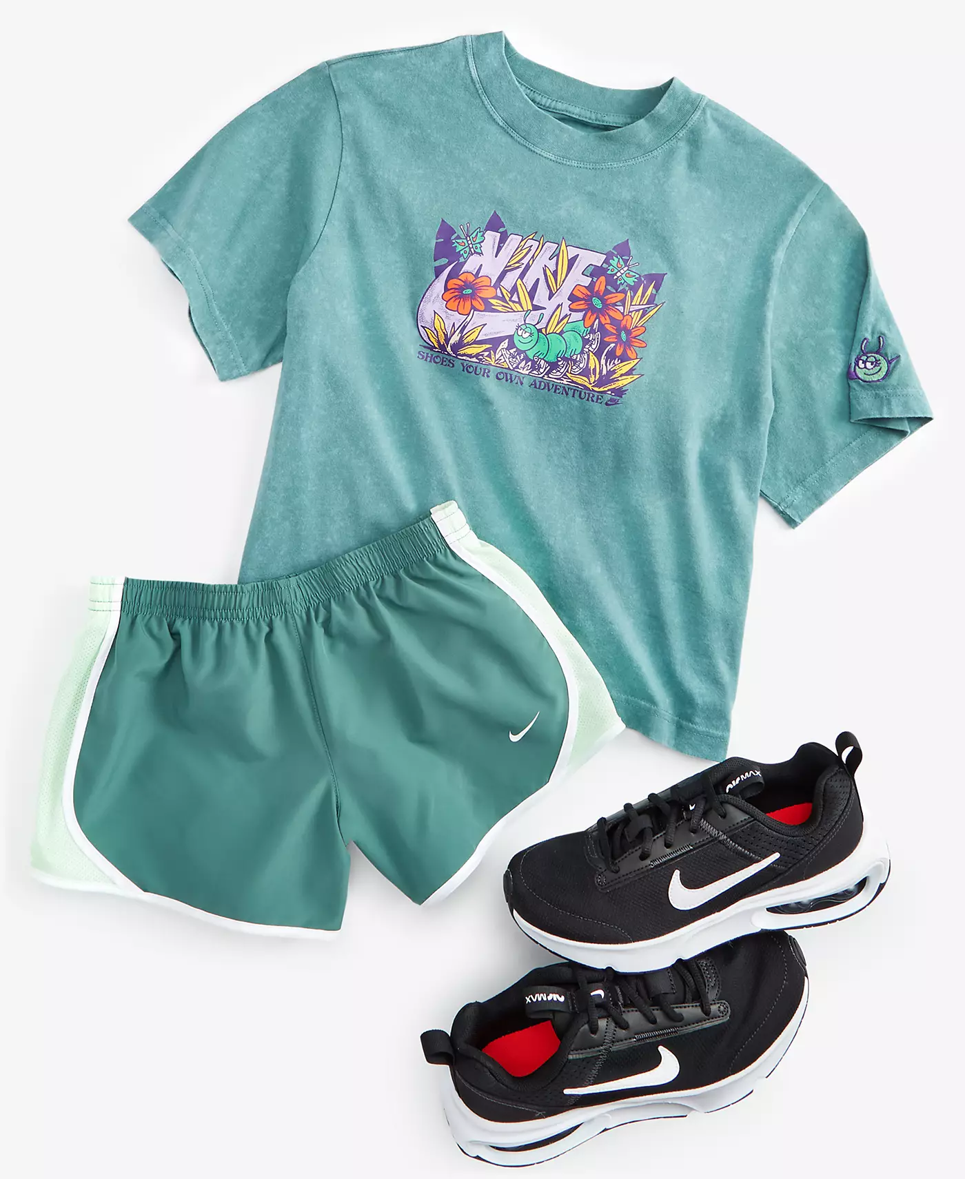 Футболка Nike Big Girls Sportswear, шорты для бега Dri-Fit Tempo и кроссовки Court Legacy Casual от Finish Line