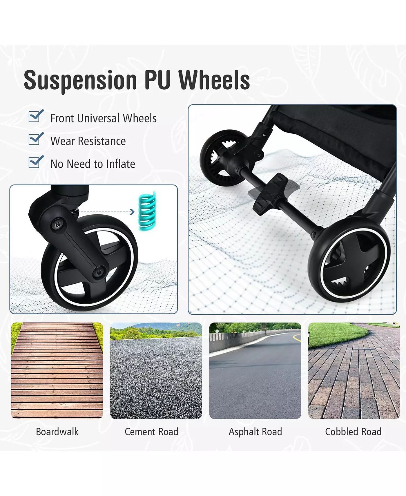 Детская коляска Gymax 2-в-1, алюминиевая, с регулируемым навесом