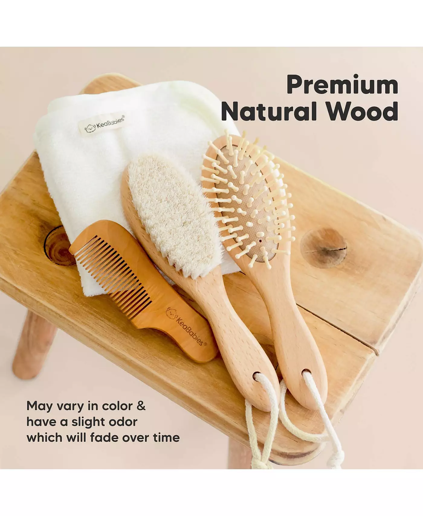 KeaBabies Baby Hair Brush and Comb Set, Овальный деревянный детский набор щеток для новорожденных, младенцев, набор для ухода за малышами