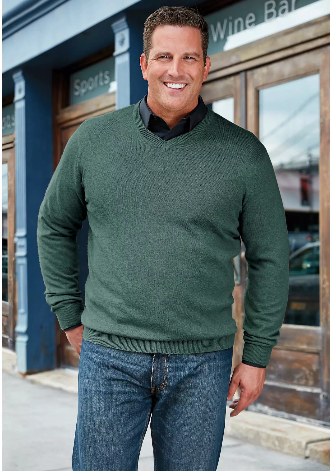 Мужской легкий свитер KingSize Big & Tall с V-образным вырезом