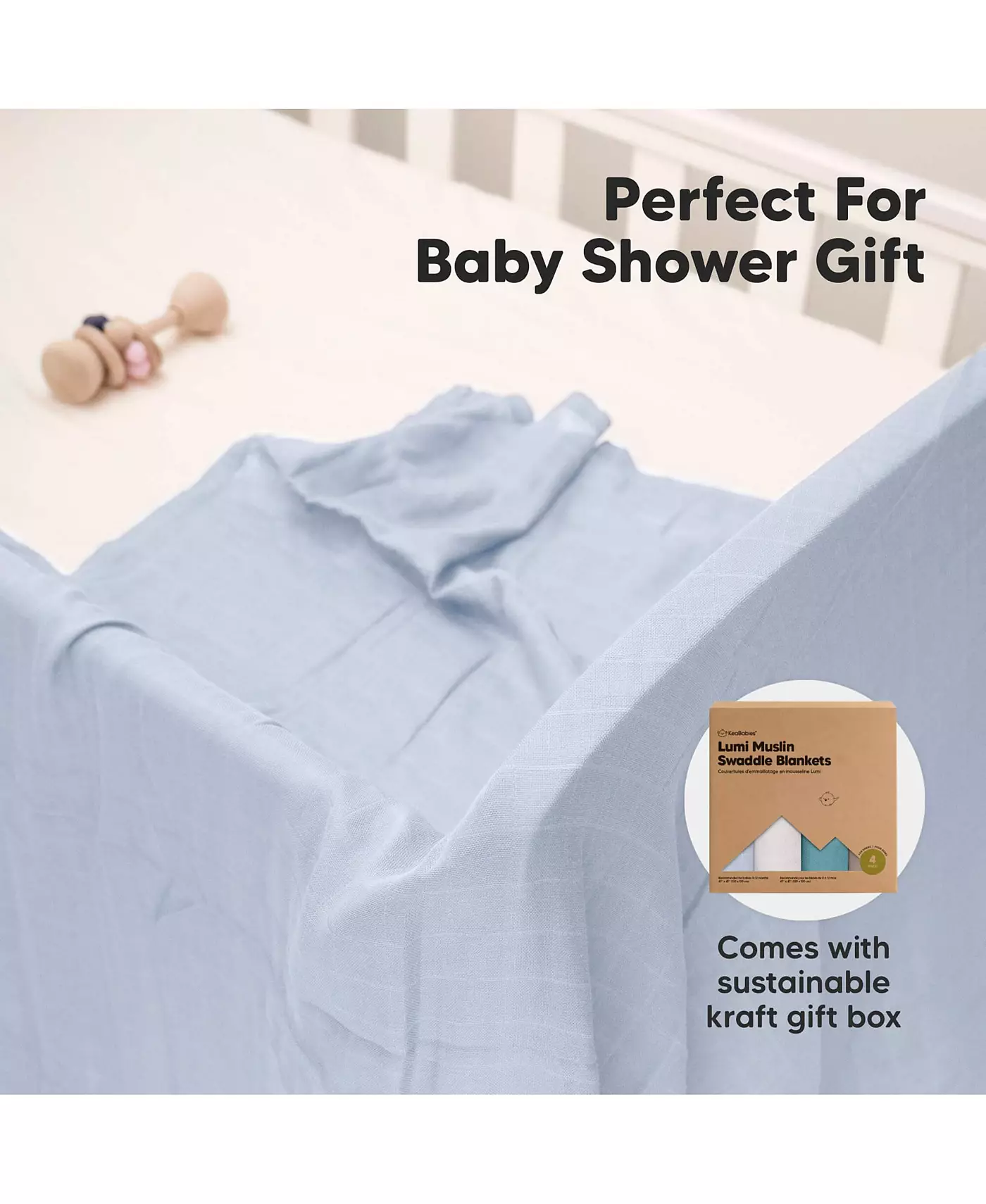 KeaBabies 4pk Муслиновые пеленки для мальчиков, девочек - Детские одеяла, пеленки для новорожденных