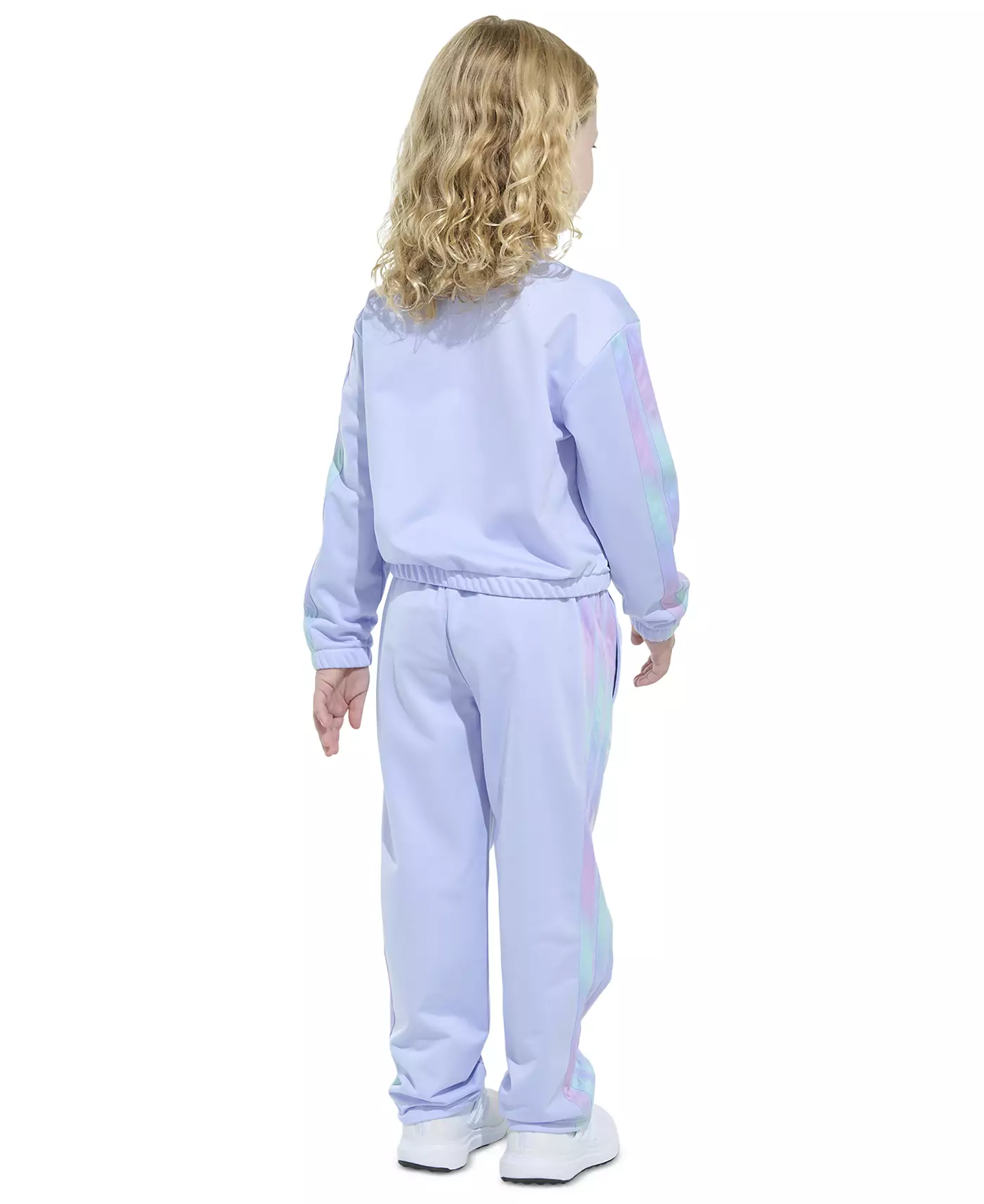 Куртка и штаны из трикотажа с длинными рукавами и принтом в виде трех полосок для малышей и маленьких девочек adidas, комплект из 2 предметов