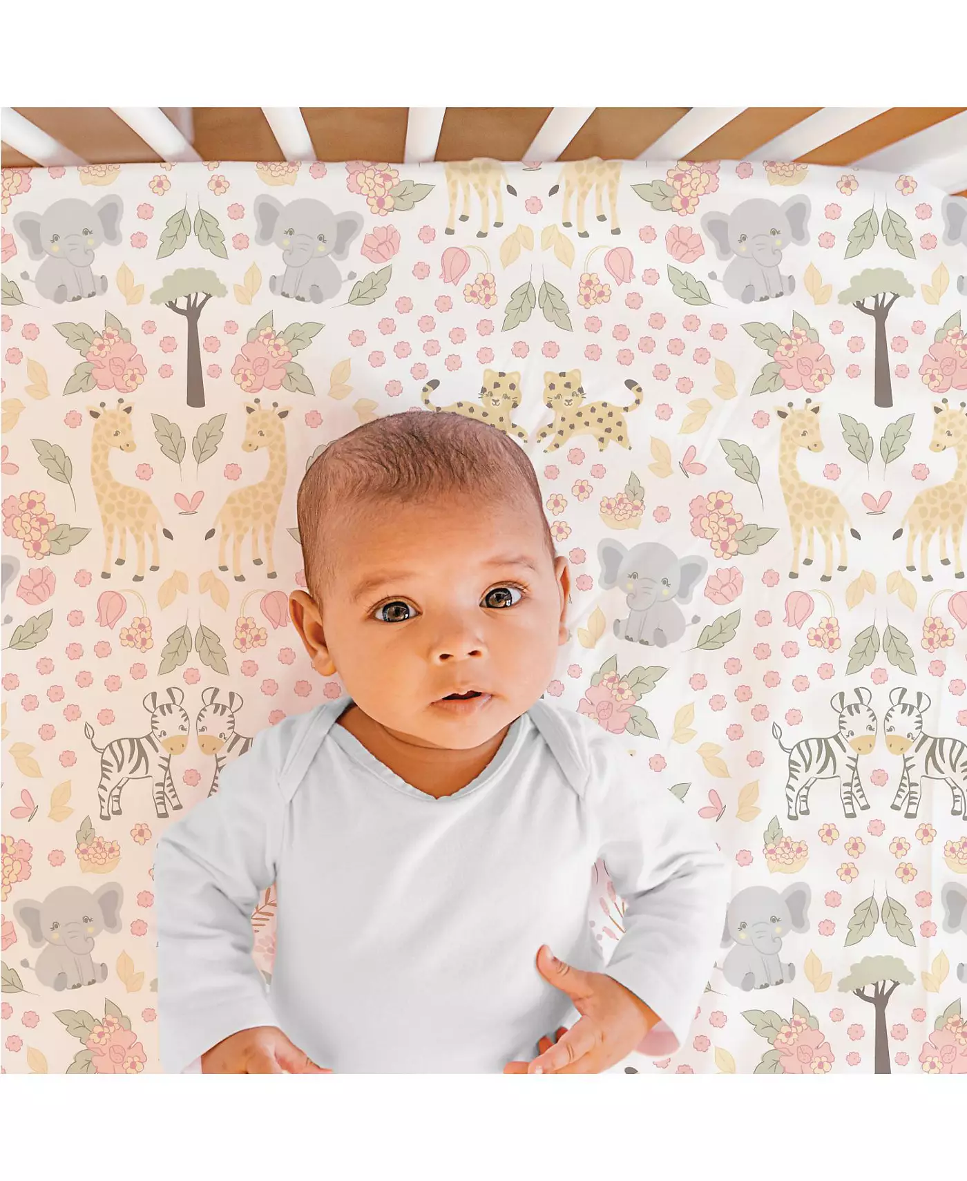 Комплект постельного белья для детской кроватки Peanutshell Wildest Dreams из 4 предметов, одеяло, простыня, юбка для кроватки и мобиль