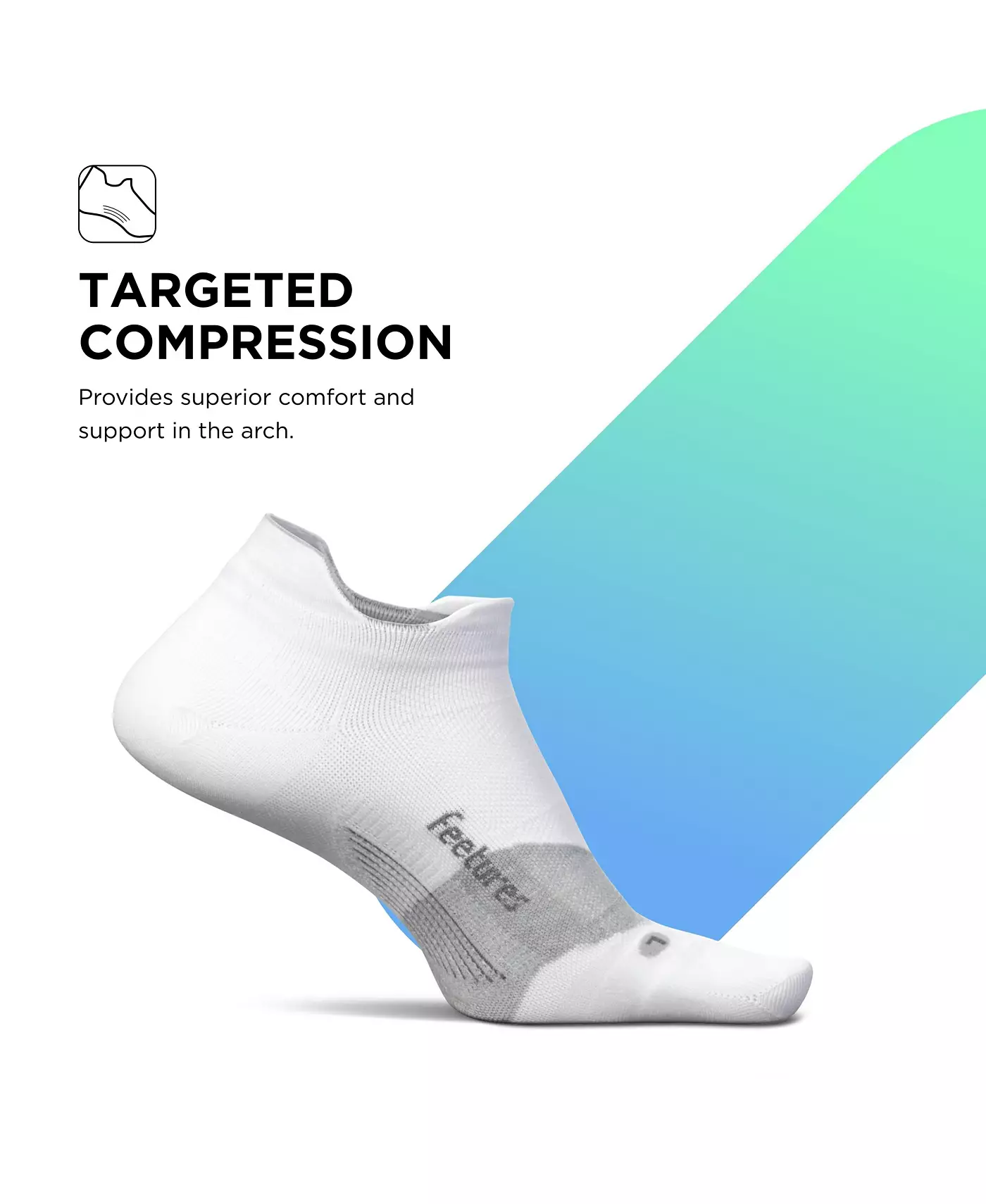 Носки мужские Feetures Elite Ultra Light Cushion Ankle Socks - спортивные носки с направленной компрессией - новые белые