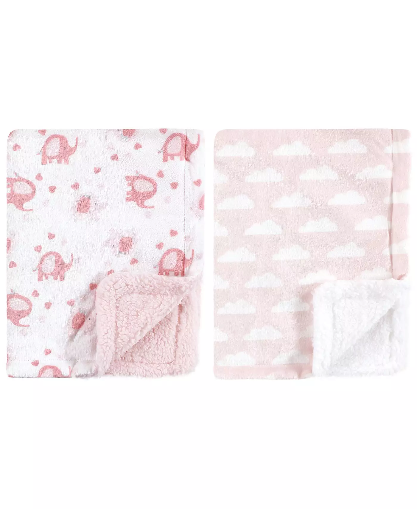 Плюшевое одеяло для девочек Luvable Friends Infant Girl с искусственной овчиной сзади, базовый слон для девочек, один размер, 2 части
