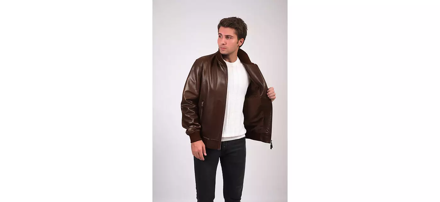 Мужская кожаная куртка Furniq UK, коричневая, создана для Macy's