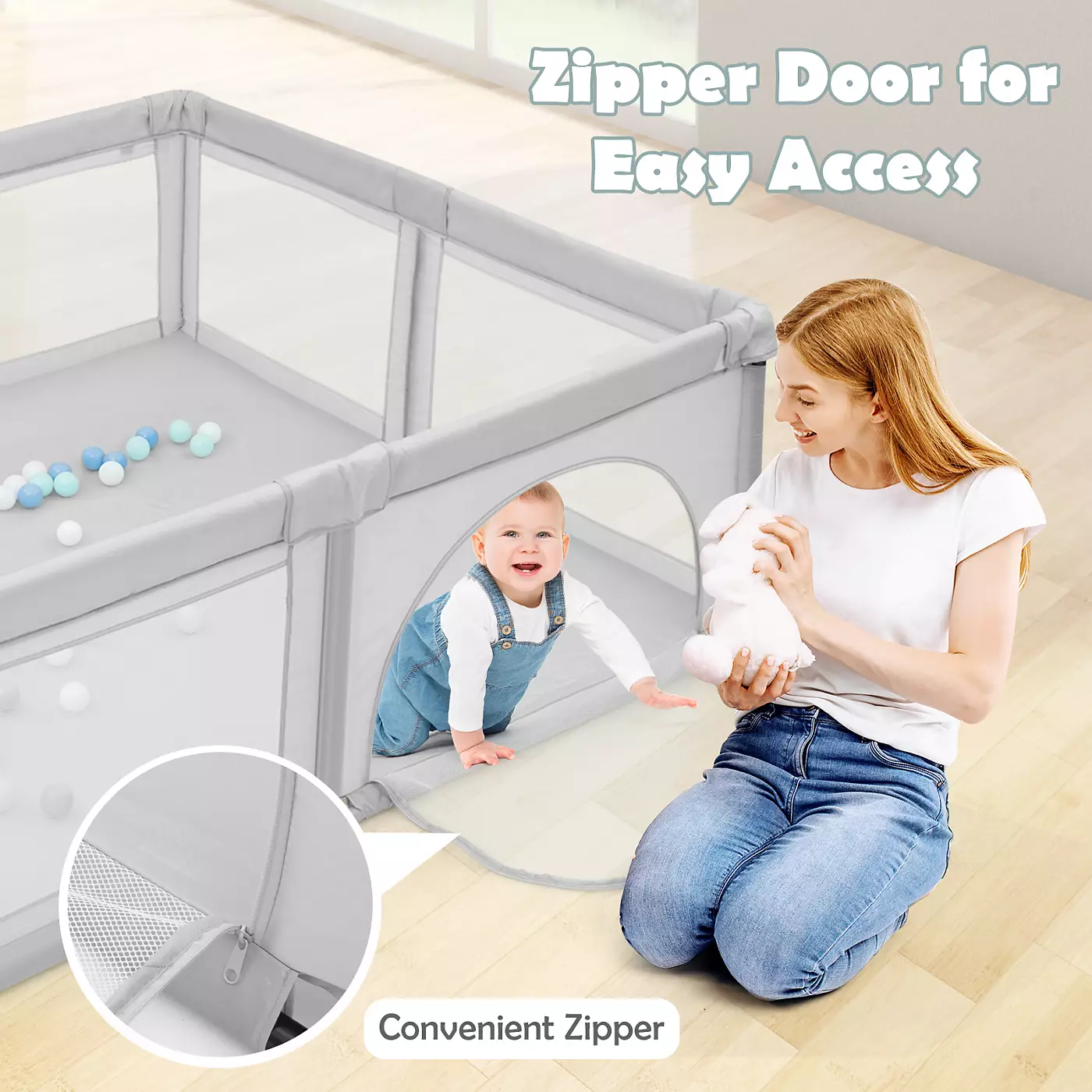 Детский манеж Costway, большой безопасный игровой центр с 50 мячами Ocean Balls