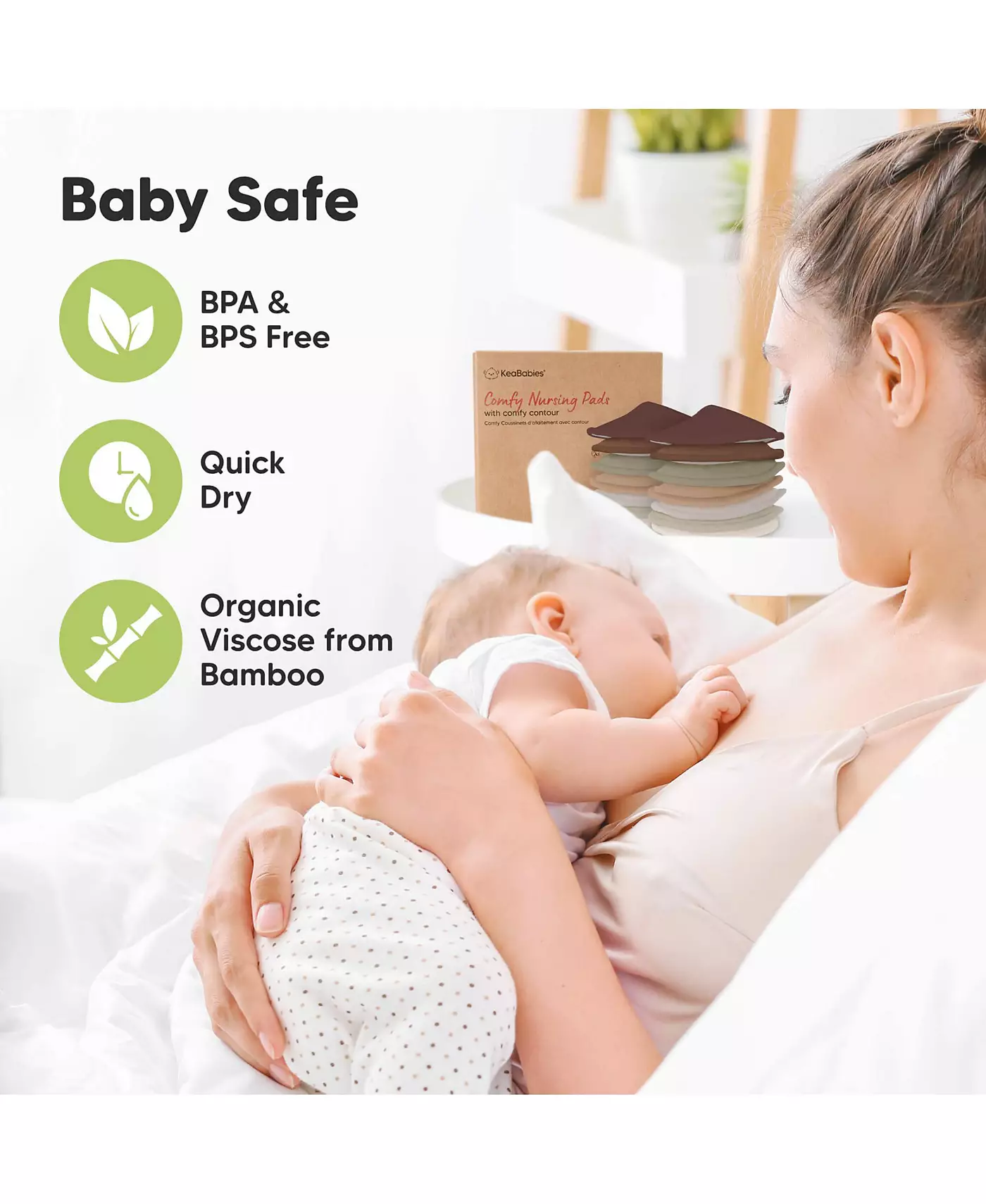 KeaBabies Maternity 14 упаковок органических прокладок для груди, моющиеся прокладки для груди + мешок для стирки, многоразовые прокладки для сосков