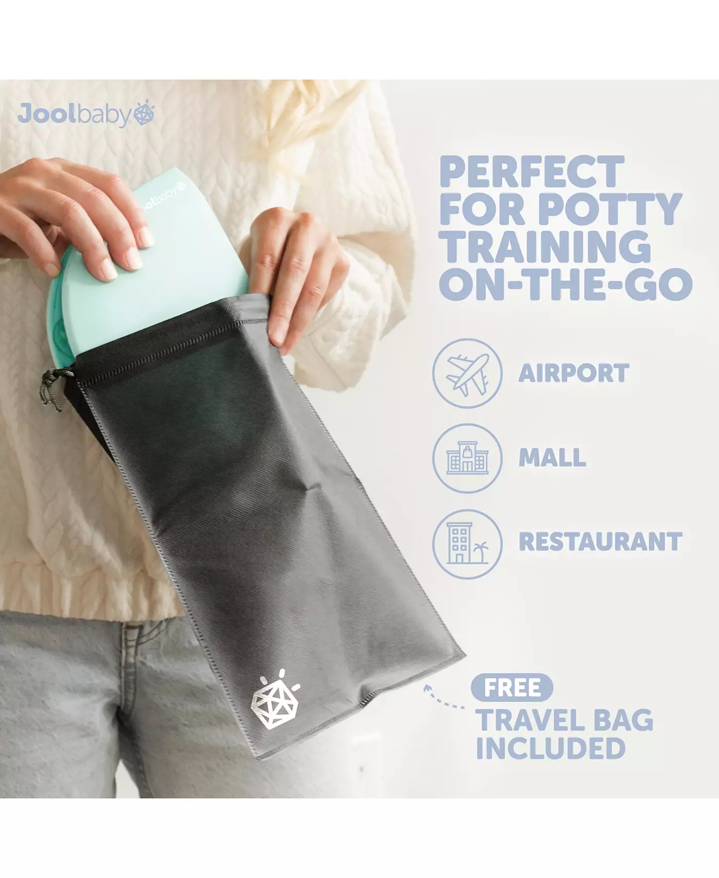Складной дорожный горшок Jool Baby для обучения малышей, подходит для круглых и овальных унитазов, нескользящие присоски, в комплект входит бесплатная дорожная сумка