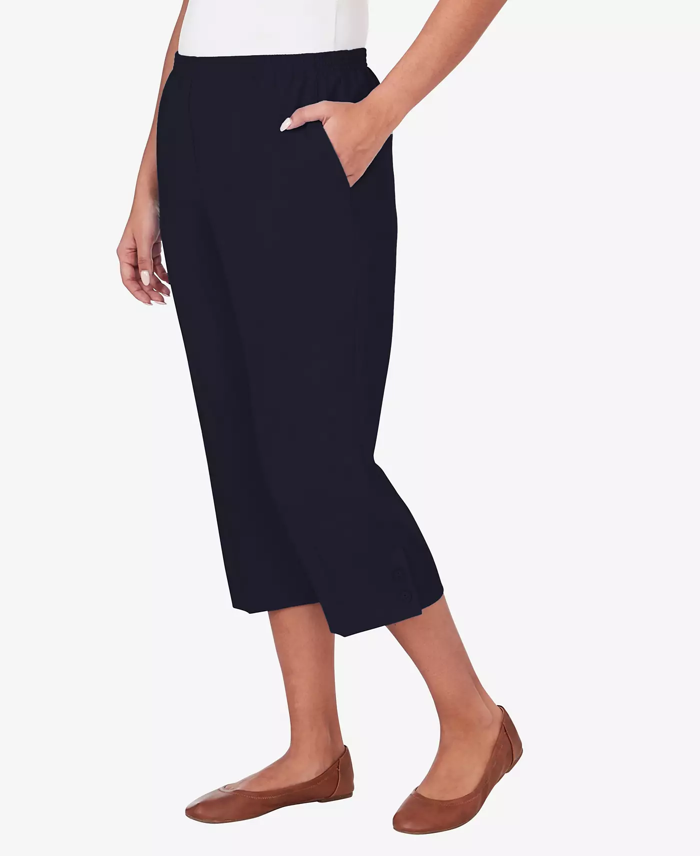 Джинсовые брюки-капри Alfred Dunner Petite Classics с пуговицами