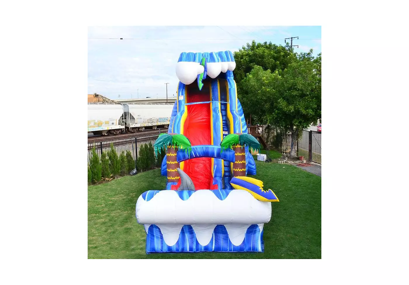 Jumporange Коммерческий надувной двойной водный аттракцион с акулами и нагнетателем воздуха, ПВХ-винил, игры на открытом воздухе, детская вечеринка