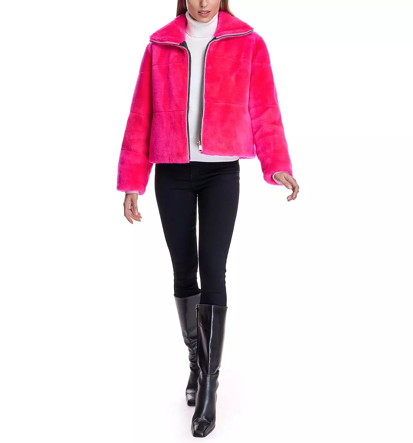 Укороченная женская куртка из овчины Julia & Stella By Maximilian