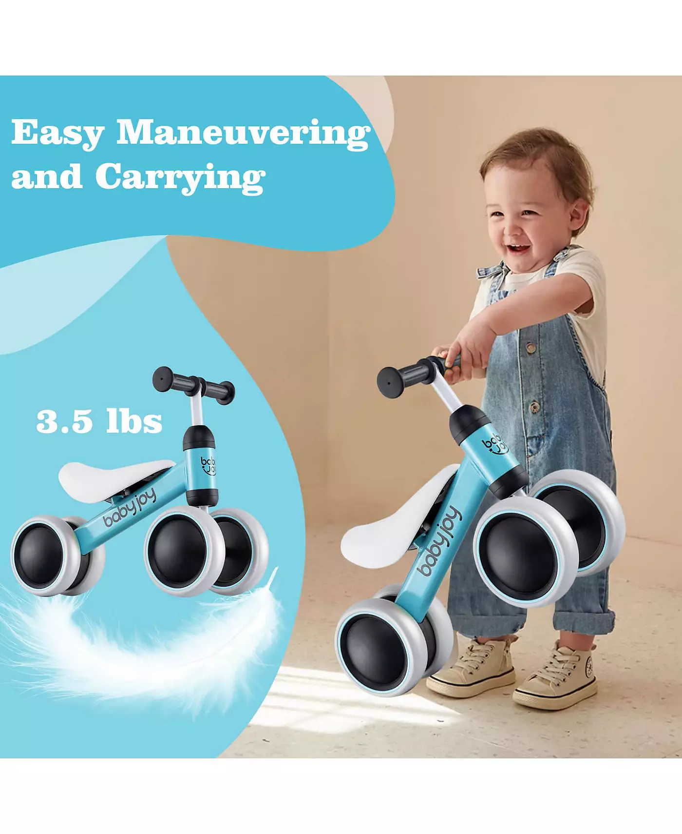 Costway 4-х колесный детский беговел детский ходунки без педалей