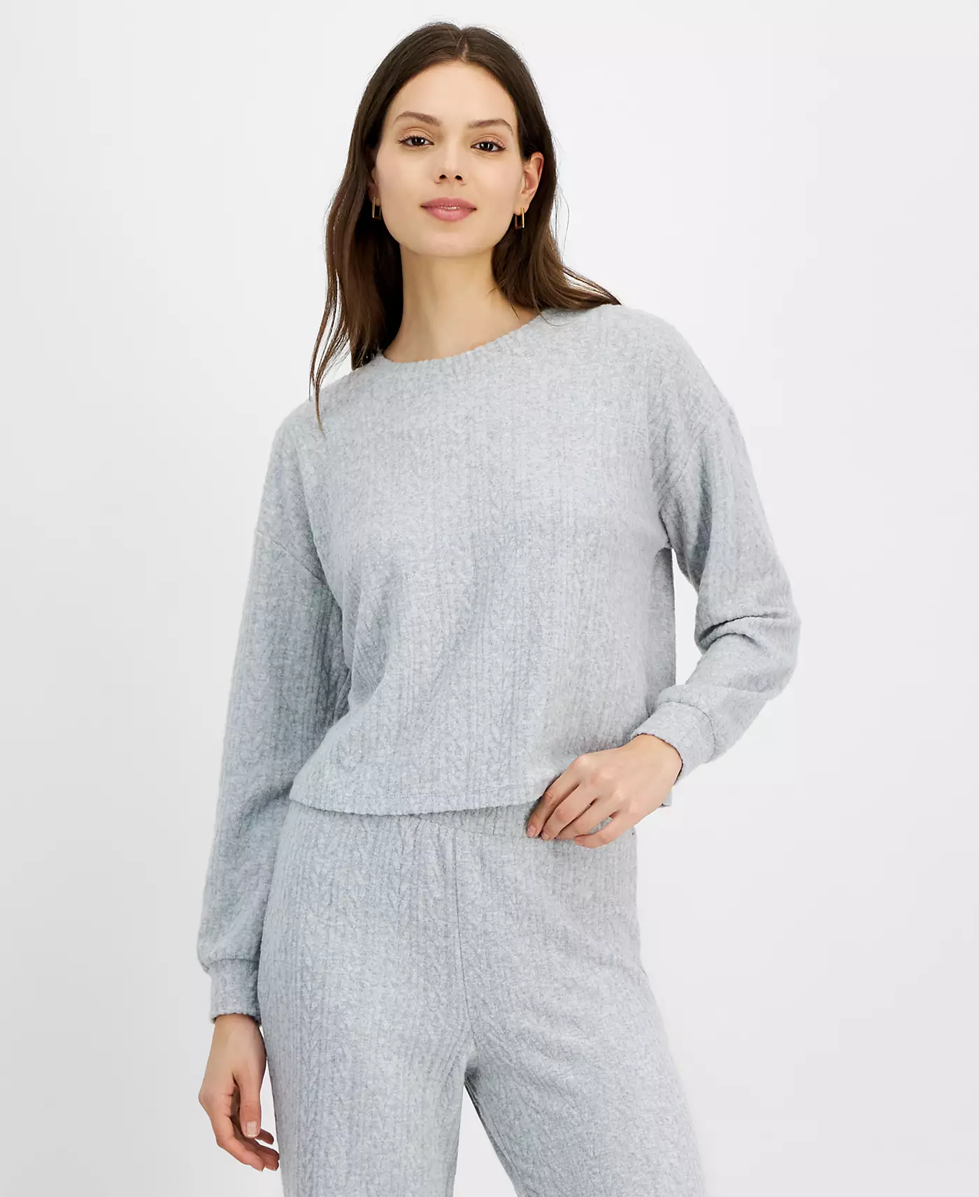 Флисовый топ Hippie Rose Juniors' Dream с круглым вырезом и косичной вязкой