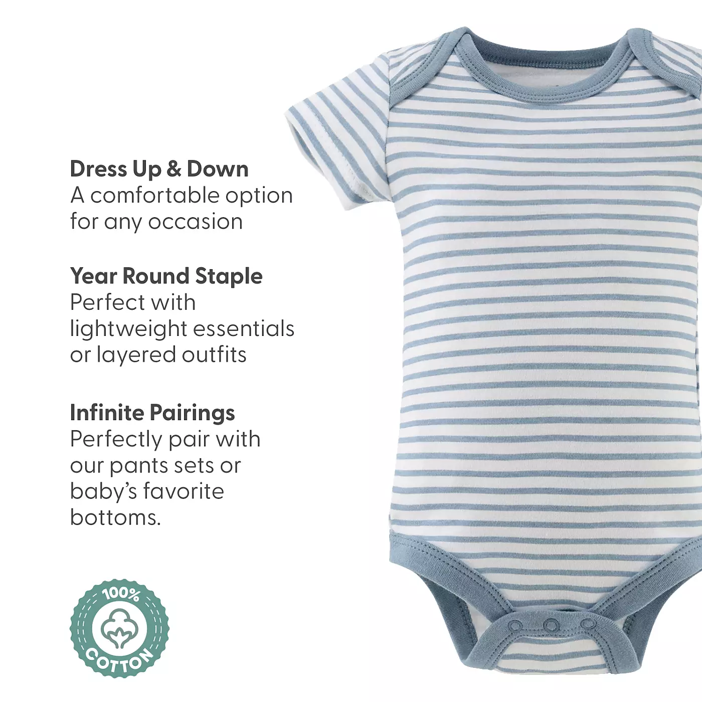 Боди из хлопка с короткими рукавами для мальчиков-младенцев Peanutshell, в полоску со звездами