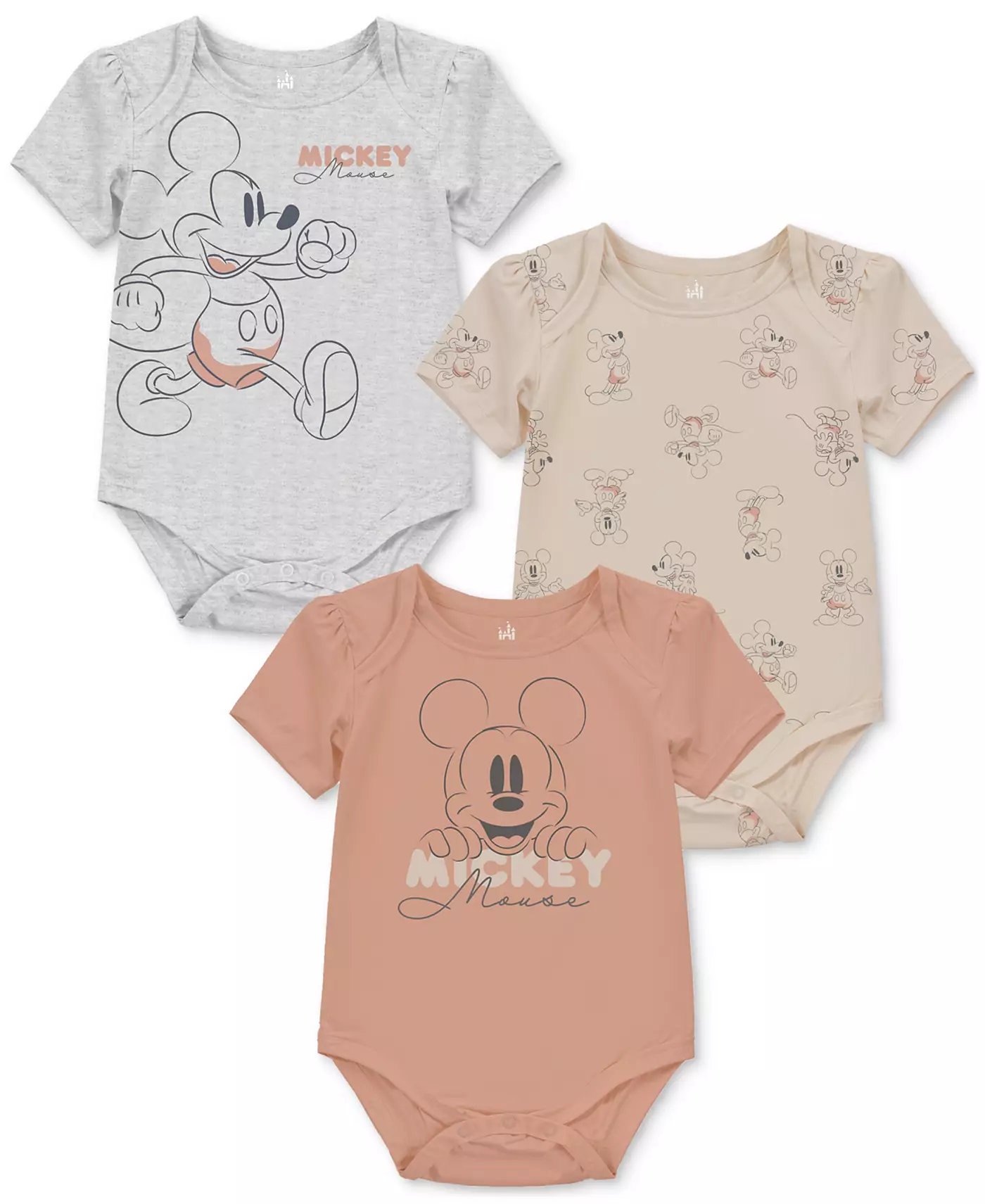 Боди с короткими рукавами Disney Baby Mickey Mouse, 3 шт. в упаковке