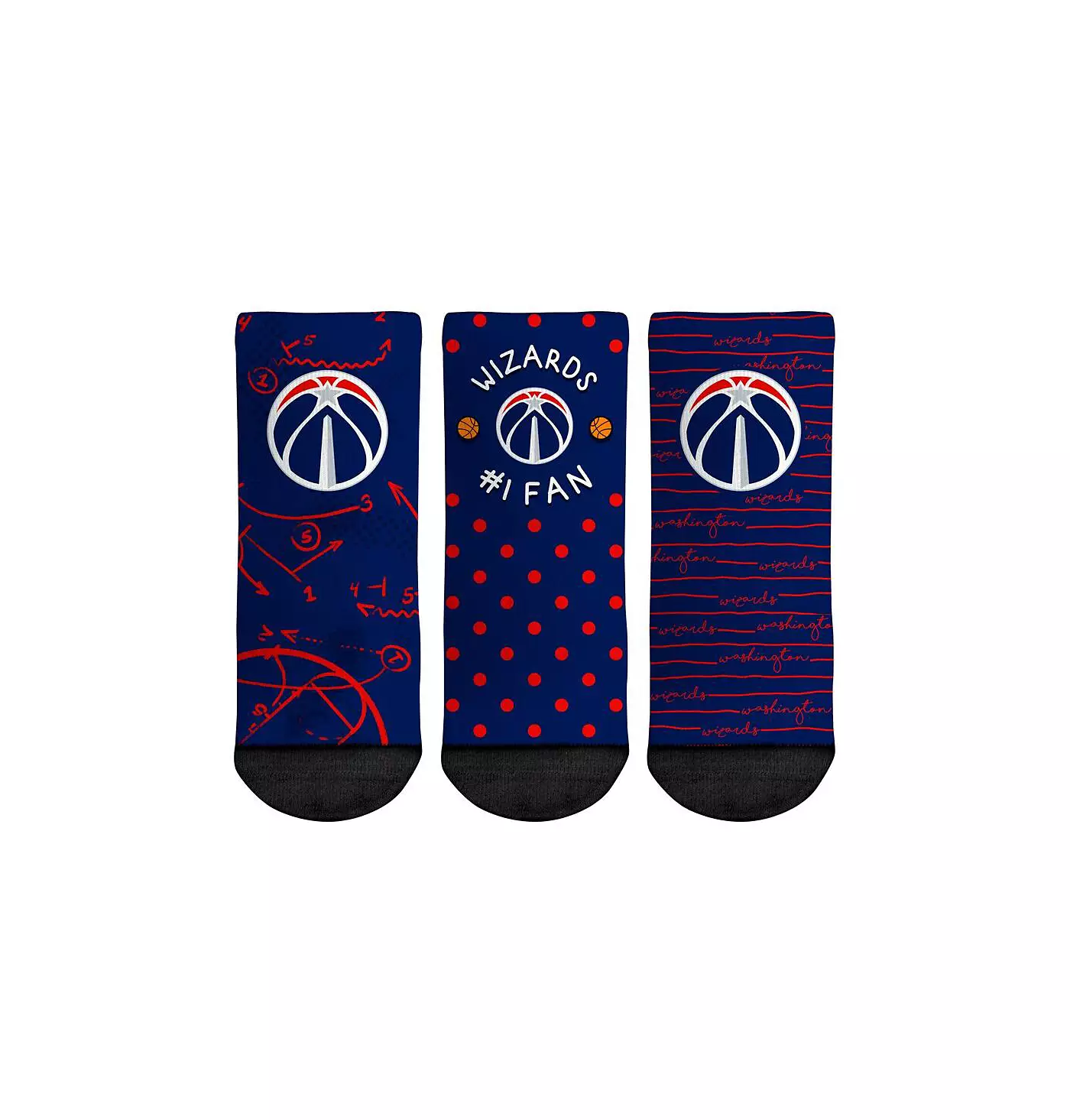 Носки Rock 'Em для малышей, мальчиков и девочек, носки Rock Em, набор из 3 упаковок, фанатская футболка Washington Wizards #1