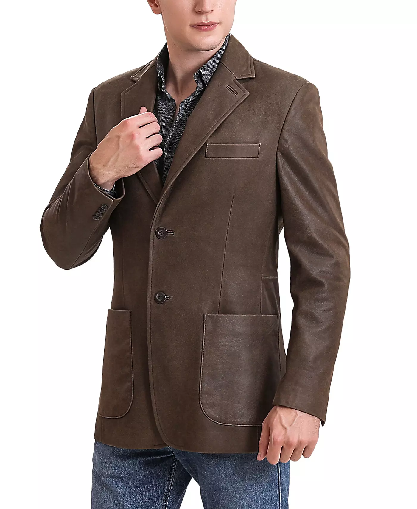BGSD Men Luke 2-пуговичный пиджак из состаренной кожи