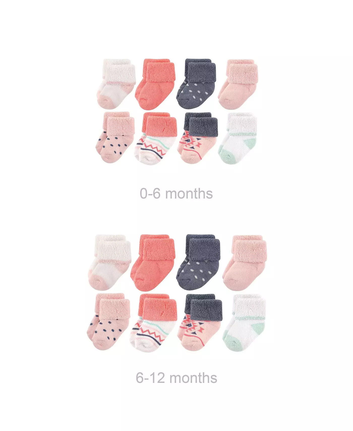 Носки Luvable Friends Baby Girls Grow with Me из хлопка и махровых тканей