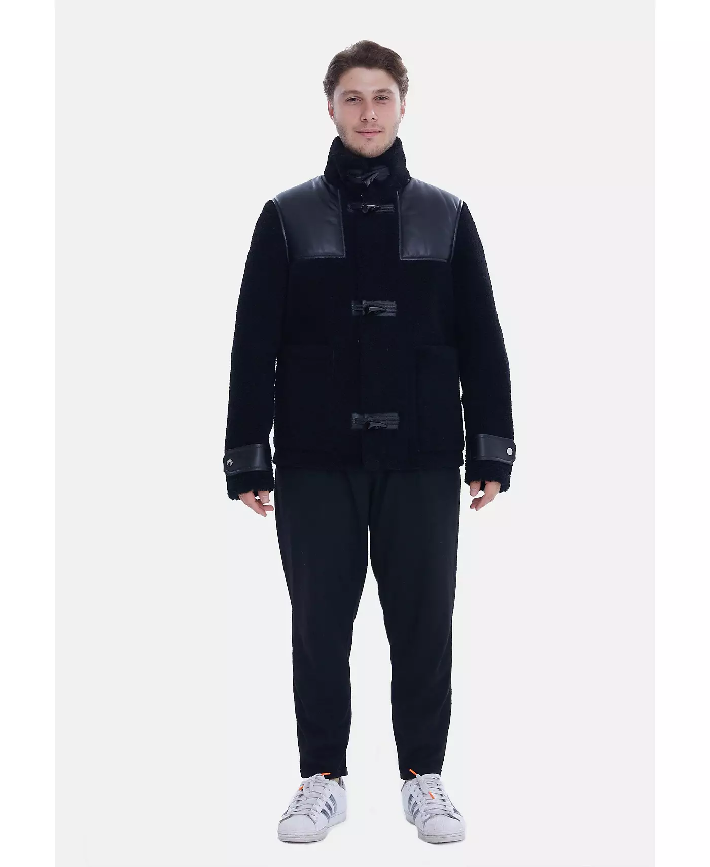 Мужская куртка Furniq UK из натуральной кожи, черная