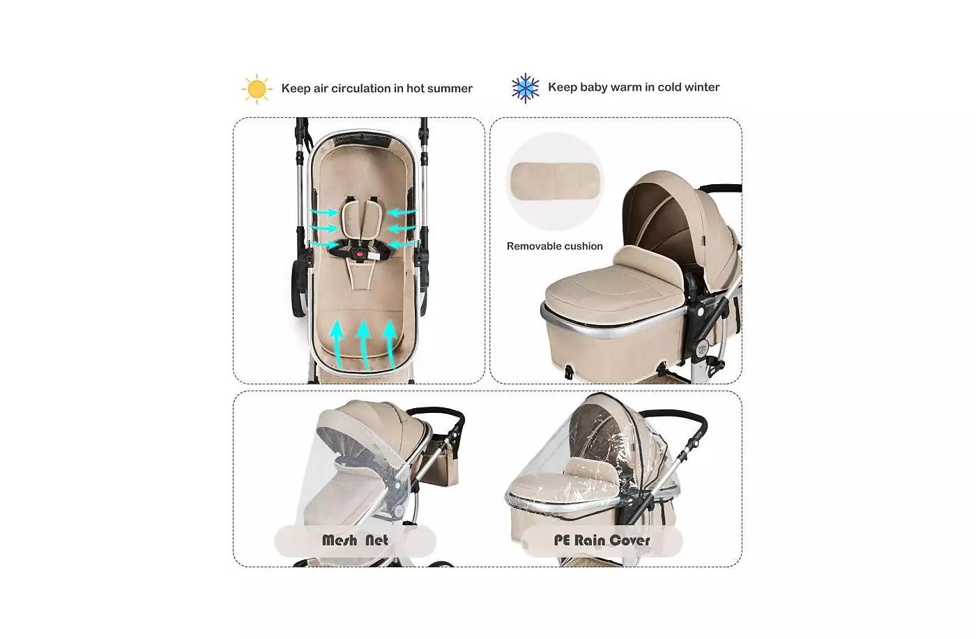 Slickblue складная алюминиевая детская реверсивная коляска с сумкой для подгузников