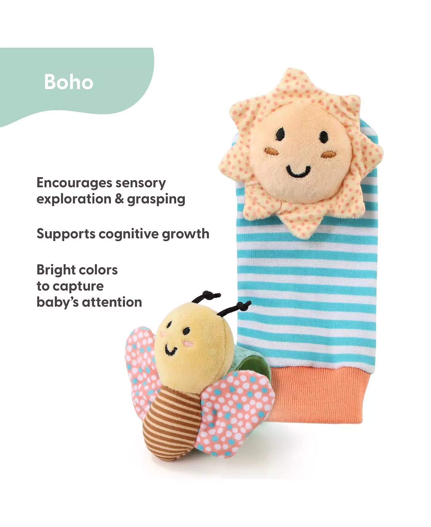 Набор из носков-погремушек и погремушек для малышей Peanutshell Boho, 5 предметов