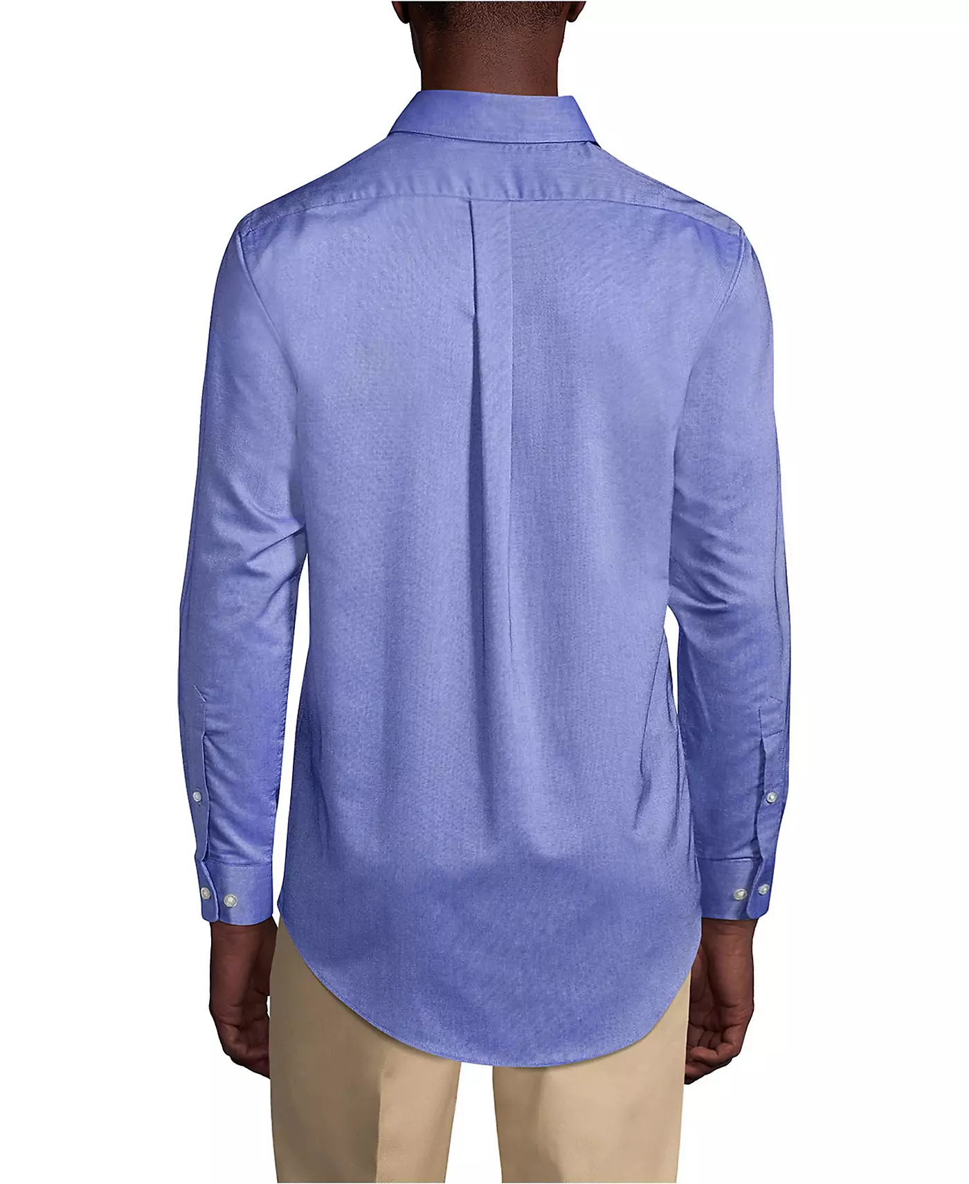 Мужская рубашка-рубашка Lands' End с длинным рукавом из однотонной ткани Oxford