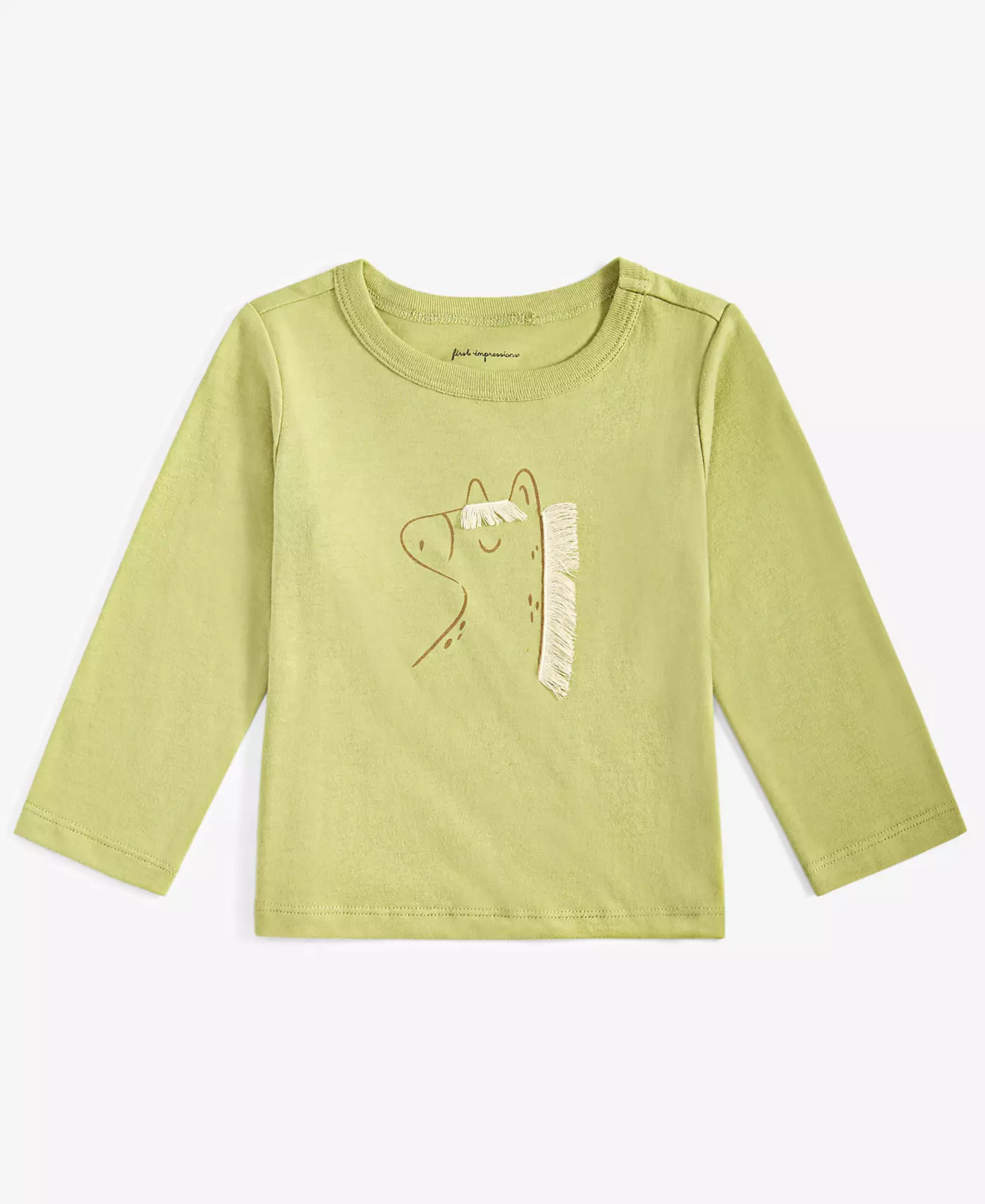 Футболка с длинными рукавами и принтом лошади для мальчиков First Impressions Baby Boys, созданная для Macy's