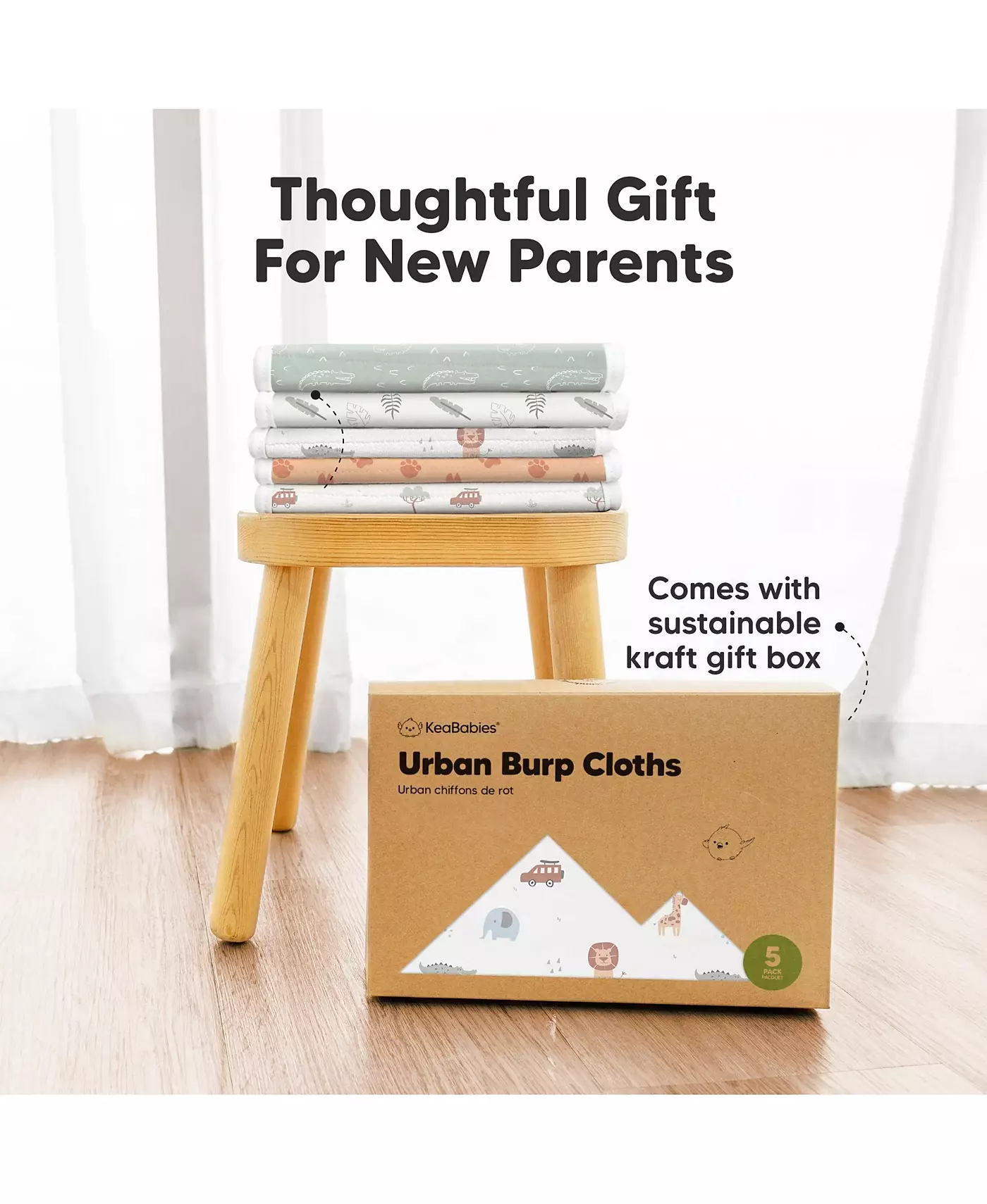 KeaBabies 5pk Urban Baby Burp Cloths, органические салфетки для срыгивания для младенцев, салфетки для срыгивания для девочек и мальчиков