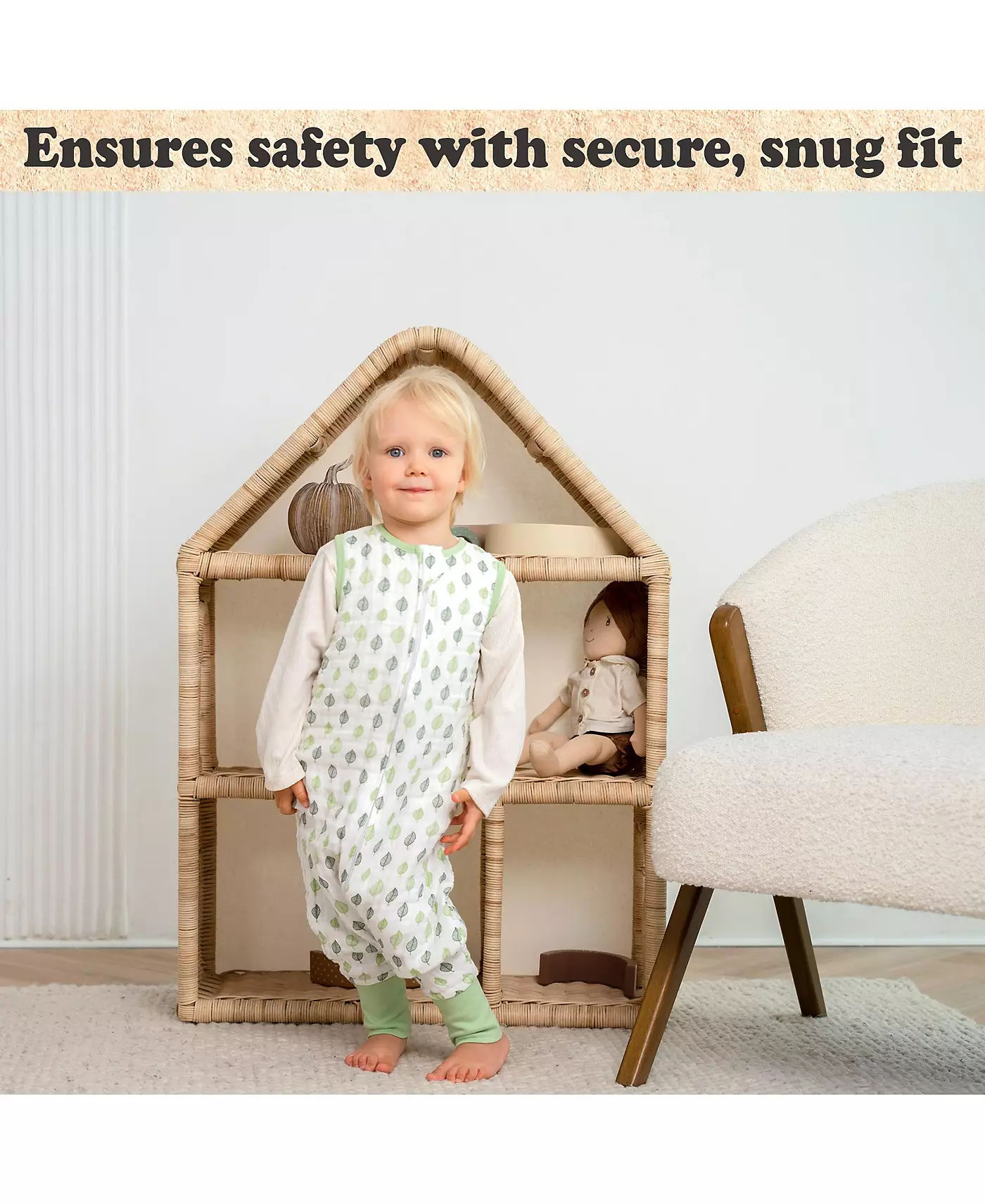 Bublo Baby Спальный мешок для малышей с ножками - 3T-4T Одеяло для ношения - Муслиновый спальный мешок с ножками - 0,5 TOG