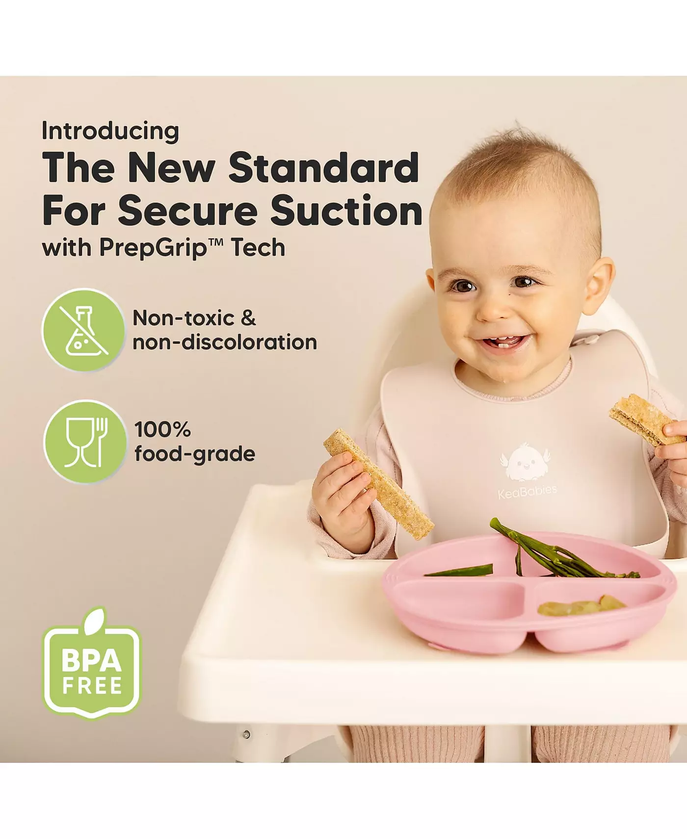 Упаковка из 3 тарелок с присосками для малышей KeaBabies, 100% силикон, детские тарелки с разделителями, без бисфенола-А, с присоской