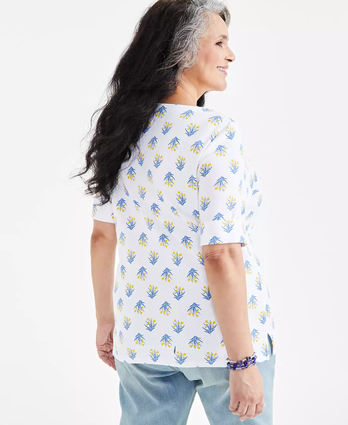 Style & Co Plus Size Топ с короткими рукавами и манжетами с принтом