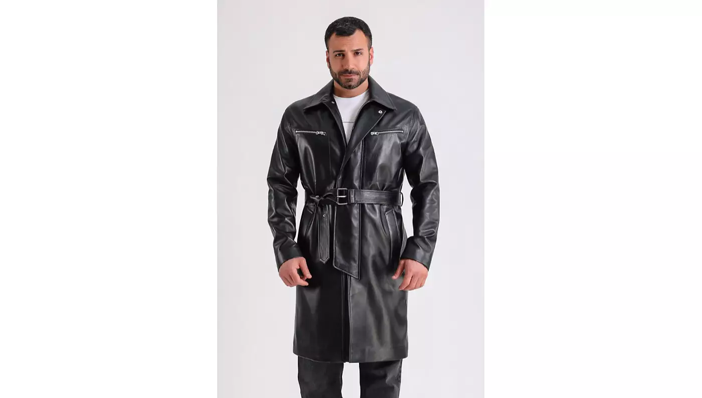 Мужской кожаный тренч Furniq UK